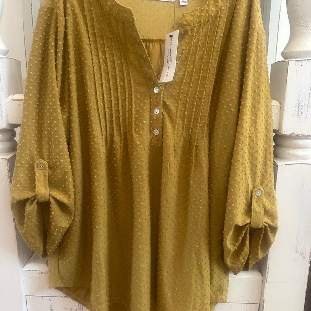 Notations Mustard Button-Up Blouse